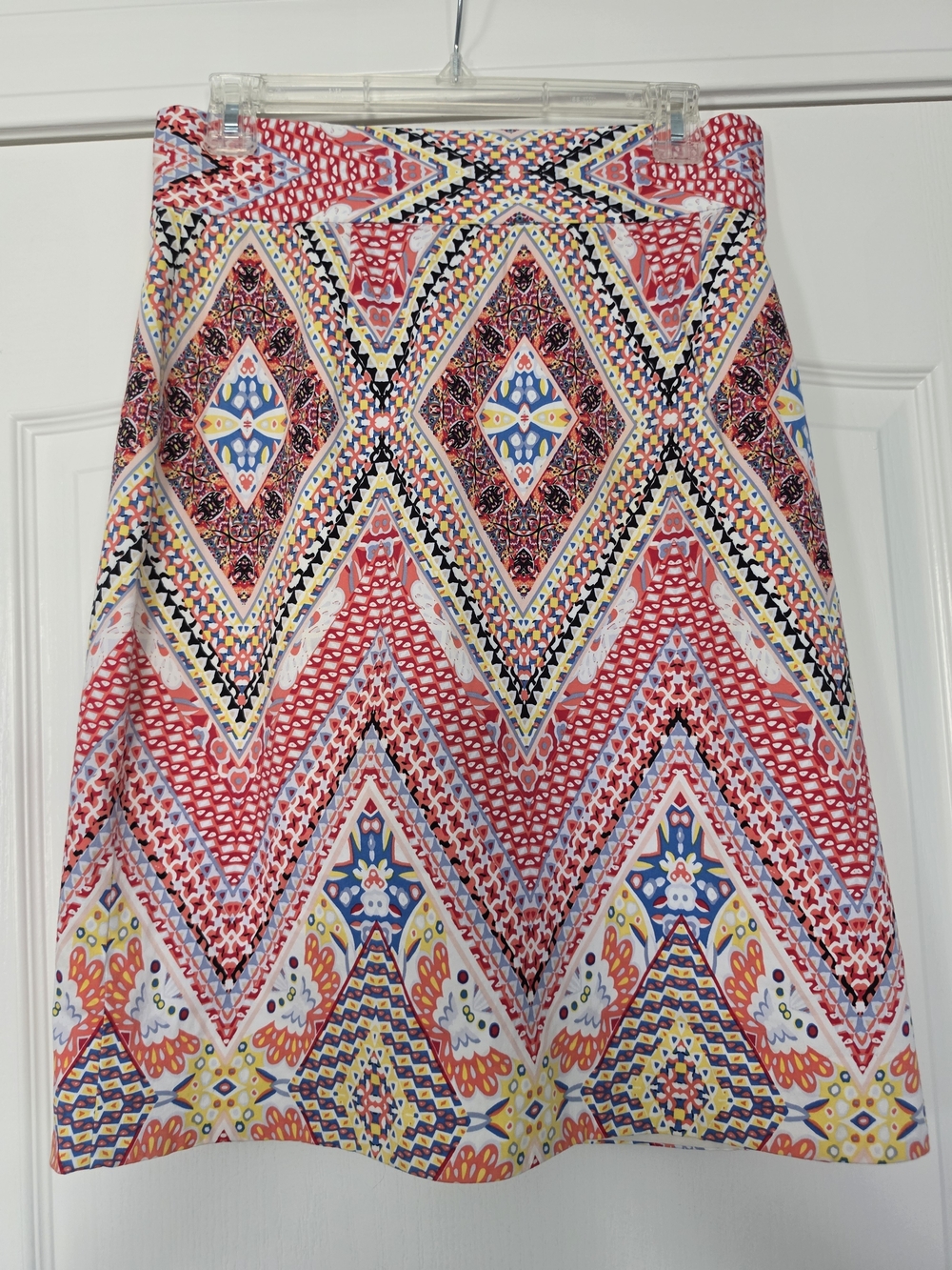 ANTONIO MELANI Red Multicolor Printed A-Line Skirt
